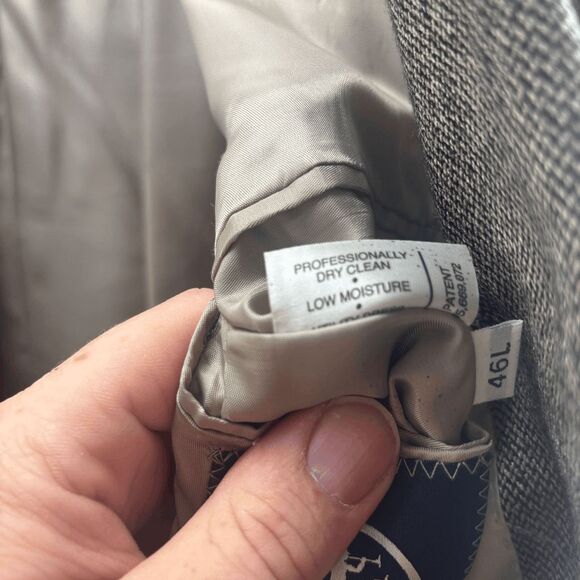 Vintage Hart Schaffner Marx Wool Blazer Suit Jack Small Houndstooth Plaid 46L - Picture 7 of 7